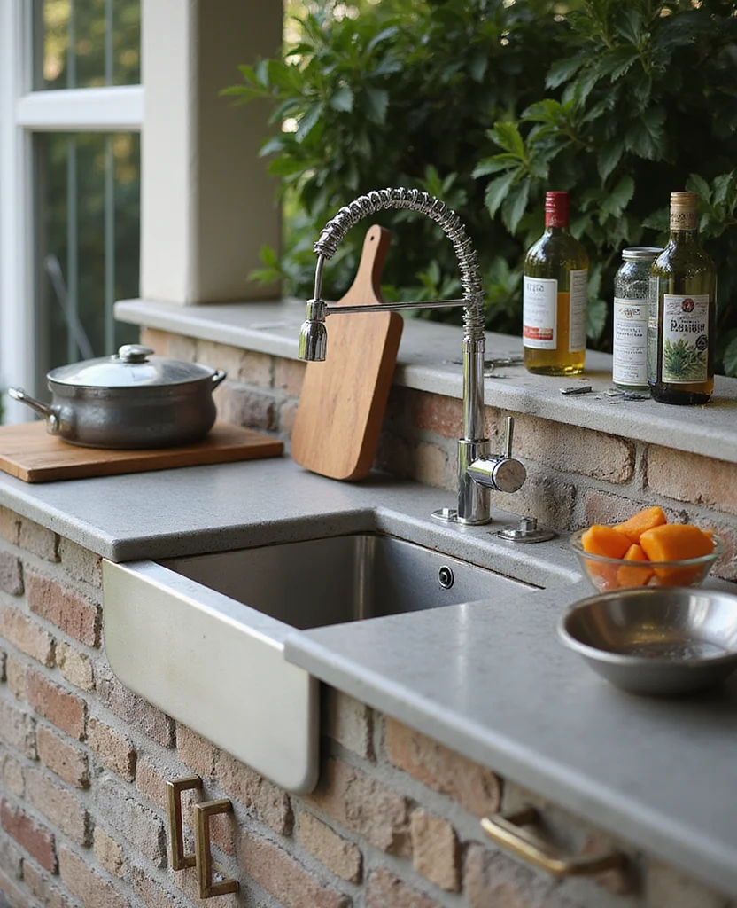Transform Your Backyard with These 19 DIY Outdoor Kitchen Ideas (Your Friends Will Be Jealous!) - 12. Outdoor Sink Station