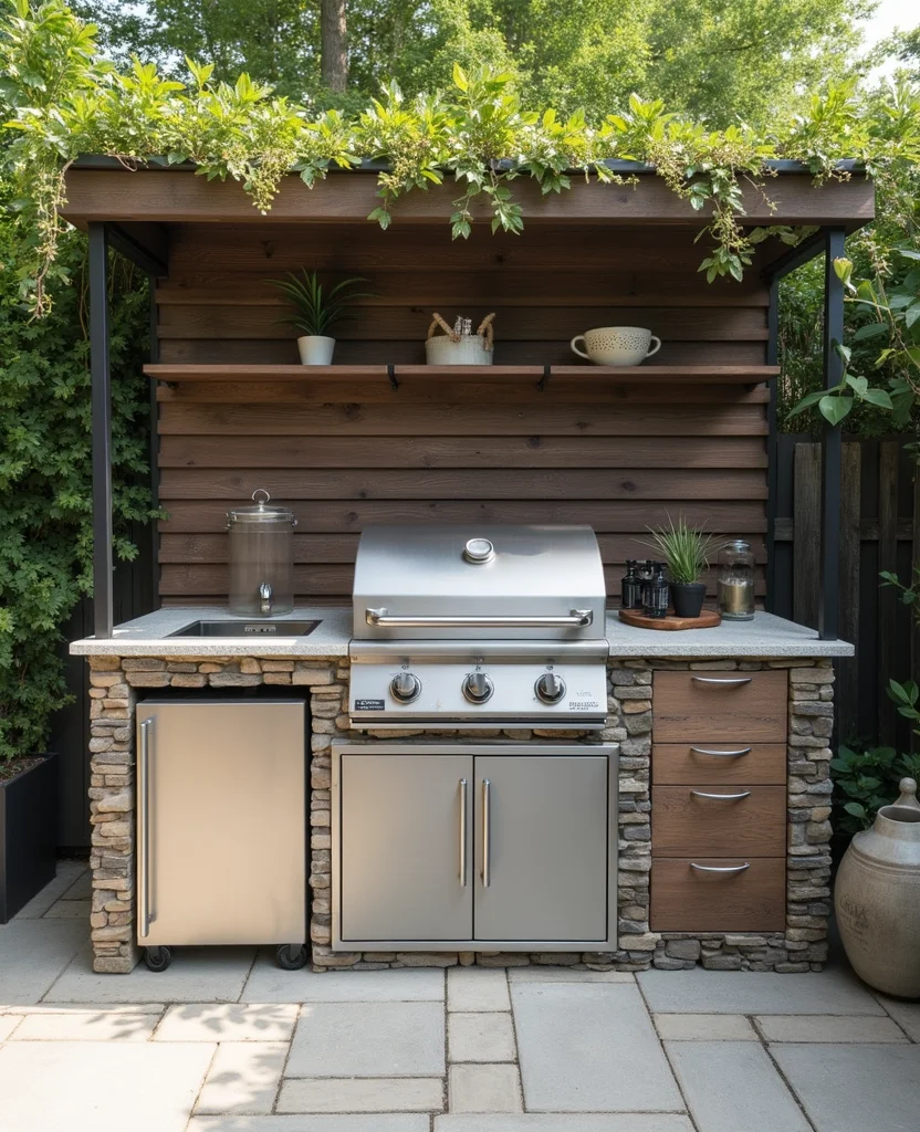 Transform Your Backyard with These 19 DIY Outdoor Kitchen Ideas (Your Friends Will Be Jealous!) - 18. Outdoor Grill Station with Storage