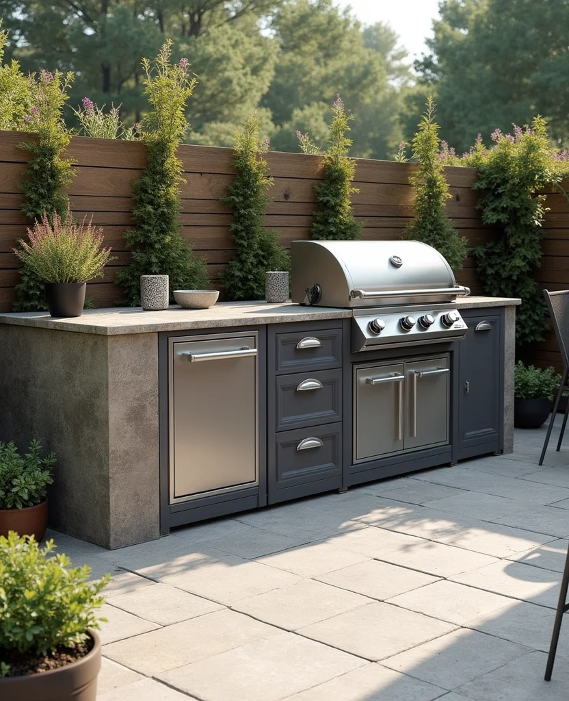 Transform Your Backyard with These 19 DIY Outdoor Kitchen Ideas (Your Friends Will Be Jealous!) - 2. Chic Built-In BBQ Island