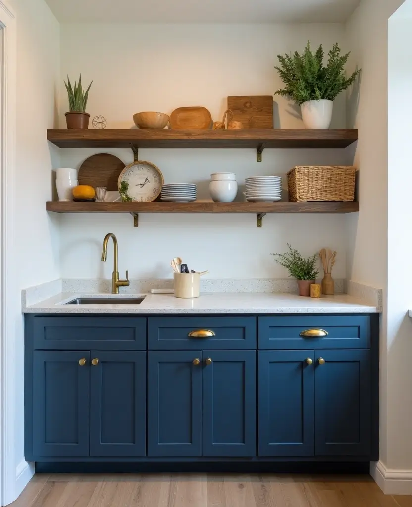 Transform Your Basement with These 15 Jaw-Dropping Kitchenette Cabinet Colors! - 1. Bold Navy Blue