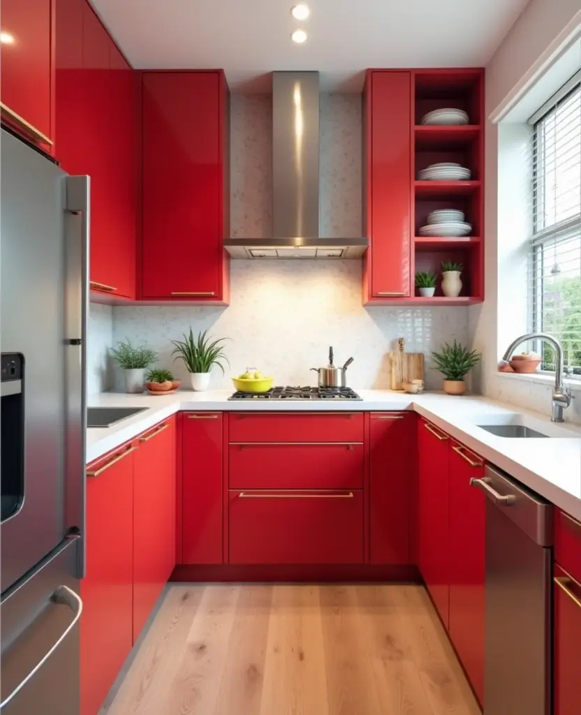 Transform Your Basement with These 15 Jaw-Dropping Kitchenette Cabinet Colors! - 11. Poppy Red