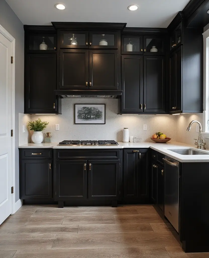 Transform Your Basement with These 15 Jaw-Dropping Kitchenette Cabinet Colors! - 15. Classic Black