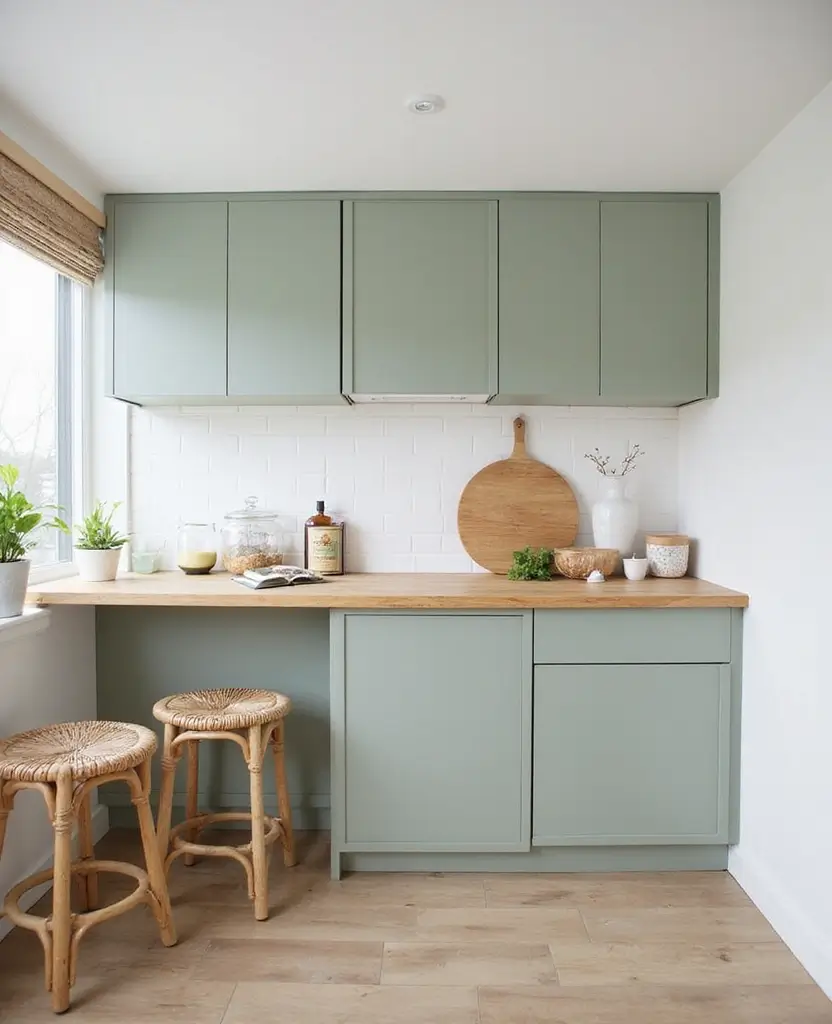 Transform Your Basement with These 15 Jaw-Dropping Kitchenette Cabinet Colors! - 2. Soft Sage Green