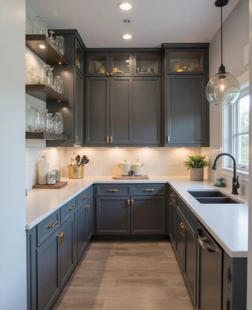 Transform Your Basement with These 15 Jaw-Dropping Kitchenette Cabinet Colors! - 3. Charcoal Gray