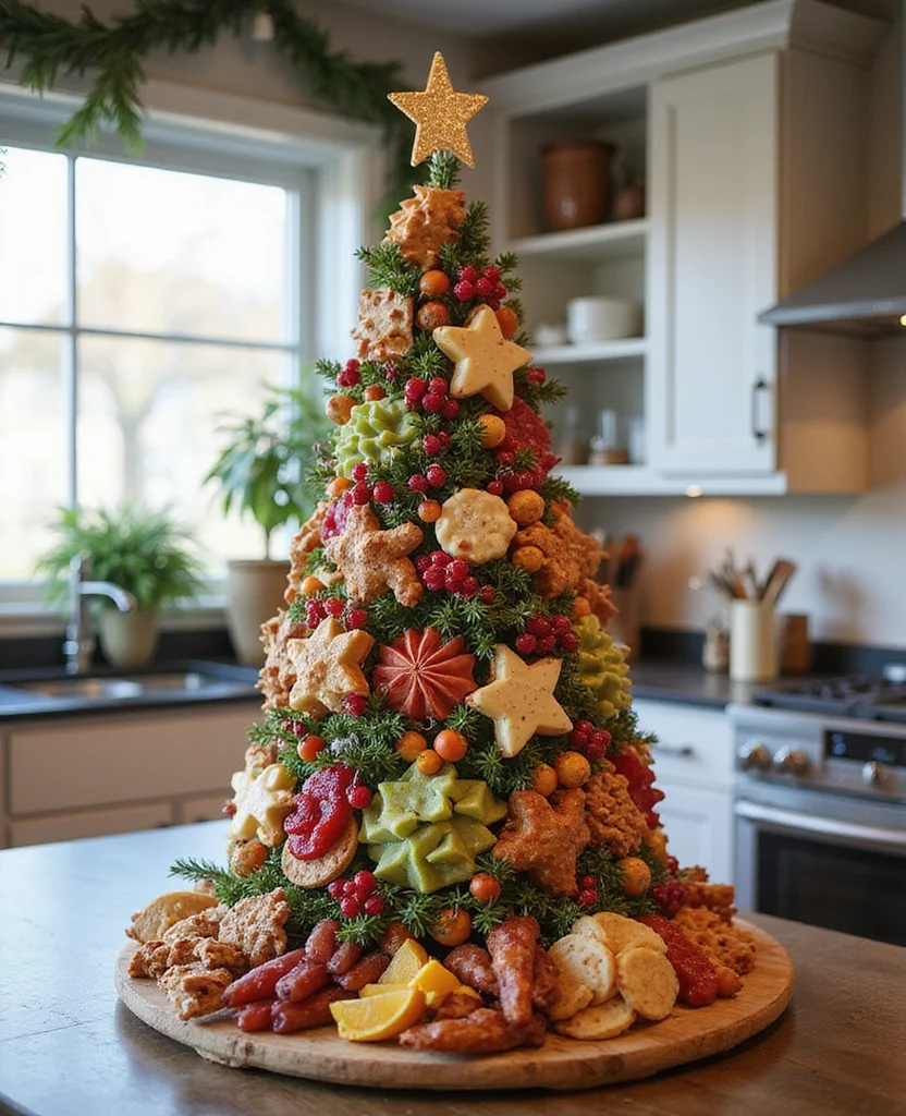Transform Your Kitchen with 19 Christmas Island Decor Ideas That'll Wow Your Guests! - 10. Christmas Tree Charcuterie Boards