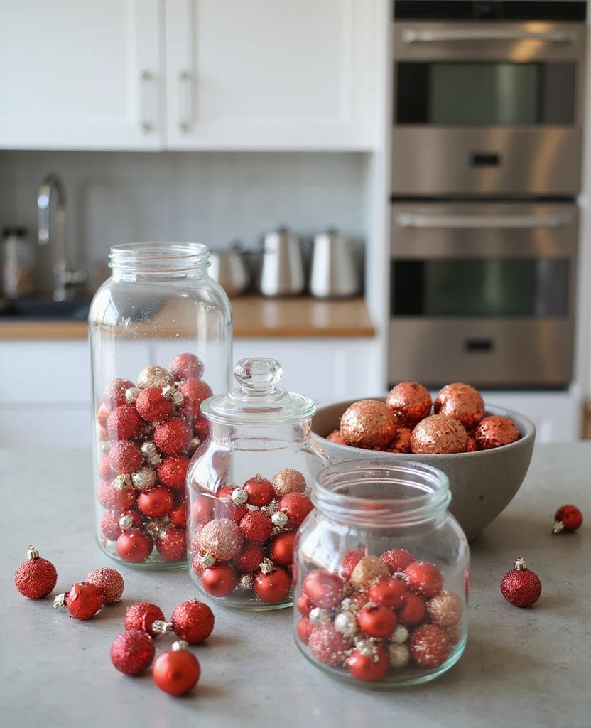 Transform Your Kitchen with 19 Christmas Island Decor Ideas That'll Wow Your Guests! - 5. Whimsical Ornament Displays