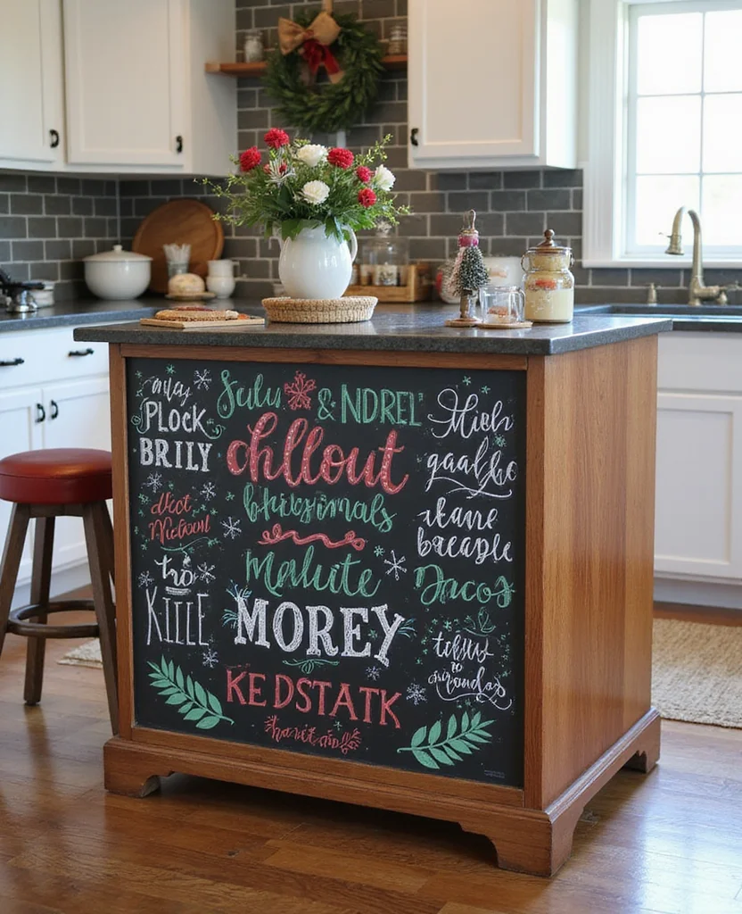 Transform Your Kitchen with 19 Christmas Island Decor Ideas That'll Wow Your Guests! - 7. Artistic Chalkboard Displays
