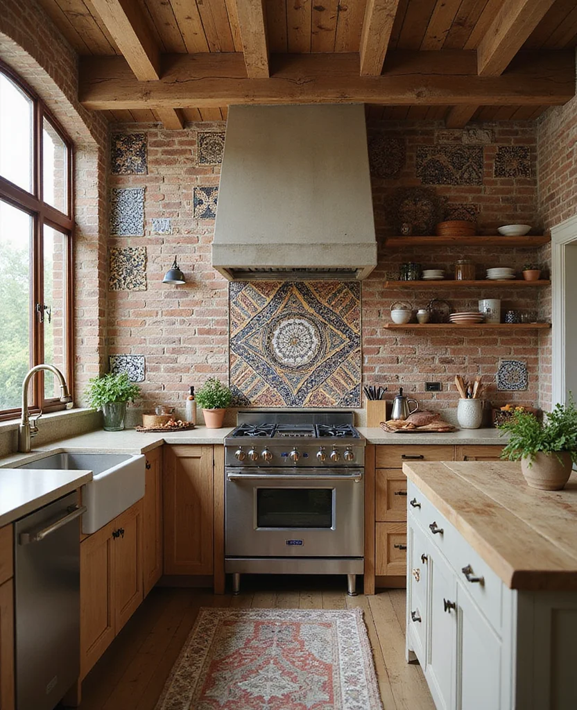 Transform Your Kitchen with These 19 Brick Backsplash Ideas (You Won't Believe #12!) - 12. Artful Mosaic Brick