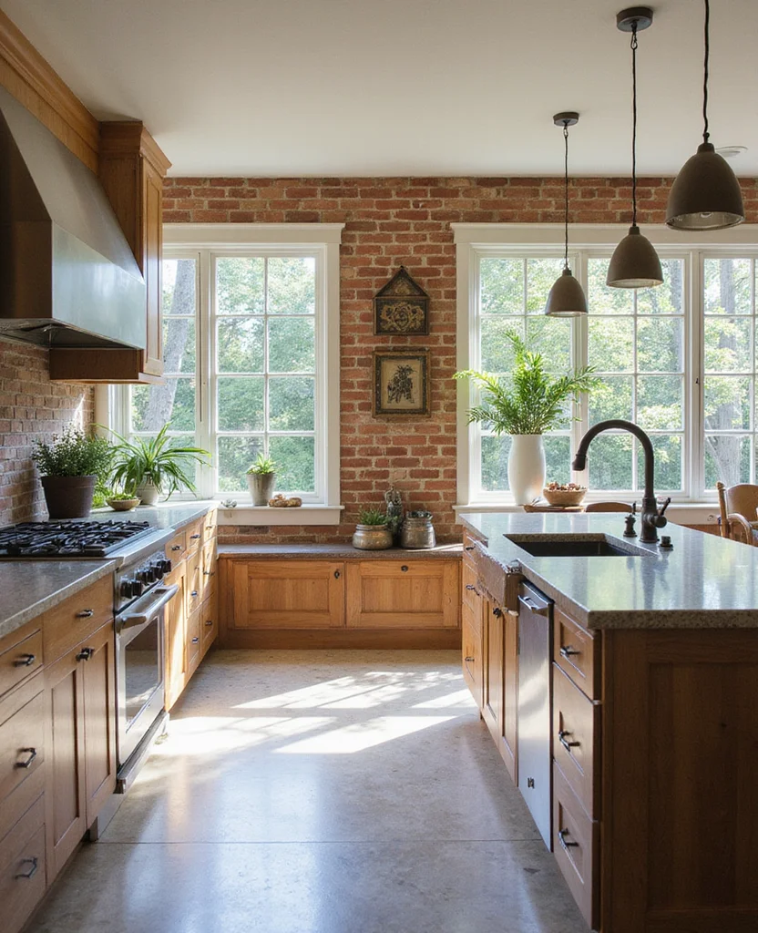 Transform Your Kitchen with These 19 Brick Backsplash Ideas (You Won't Believe #12!) - 15. Indoor-Outdoor Brick Backsplash