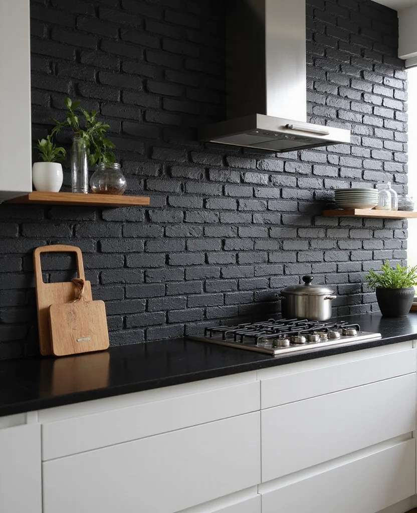 Transform Your Kitchen with These 19 Brick Backsplash Ideas (You Won't Believe #12!) - 19. Modernist White and Black Bricks