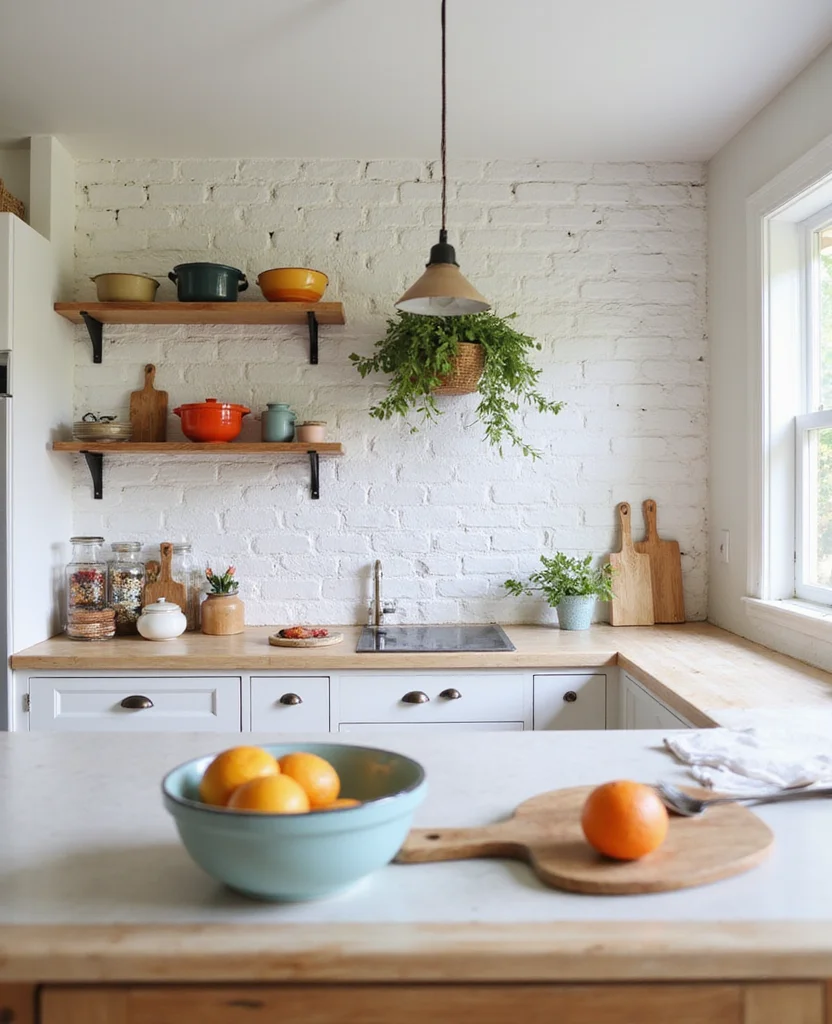 Transform Your Kitchen with These 19 Brick Backsplash Ideas (You Won't Believe #12!) - 2. Whitewashed Brick