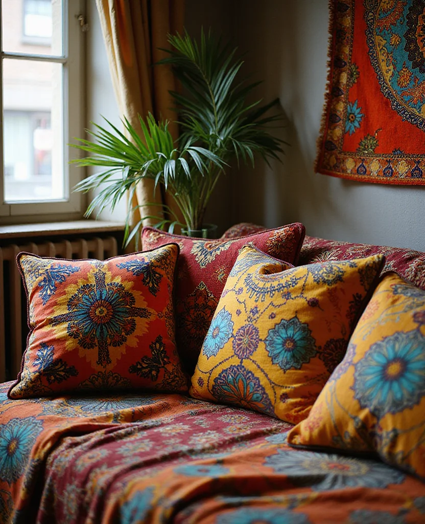 Transform Your Space: 19 Afrohemian Living Room Ideas That Will Inspire You! 2 Transform Your Space: 19 Afrohemian Living Room Ideas That Will Inspire You! - 1. Rich Textiles and Patterns