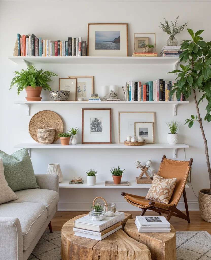 Transform Your Space: 19 Afrohemian Living Room Ideas That Will Inspire You! 12 Transform Your Space: 19 Afrohemian Living Room Ideas That Will Inspire You! - 11. Open Shelving