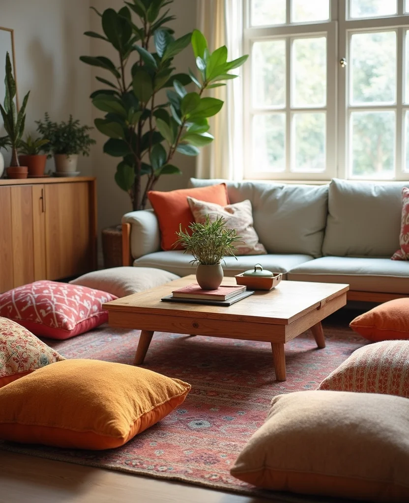 Transform Your Space: 19 Afrohemian Living Room Ideas That Will Inspire You! 15 Transform Your Space: 19 Afrohemian Living Room Ideas That Will Inspire You! - 14. Floor Cushions