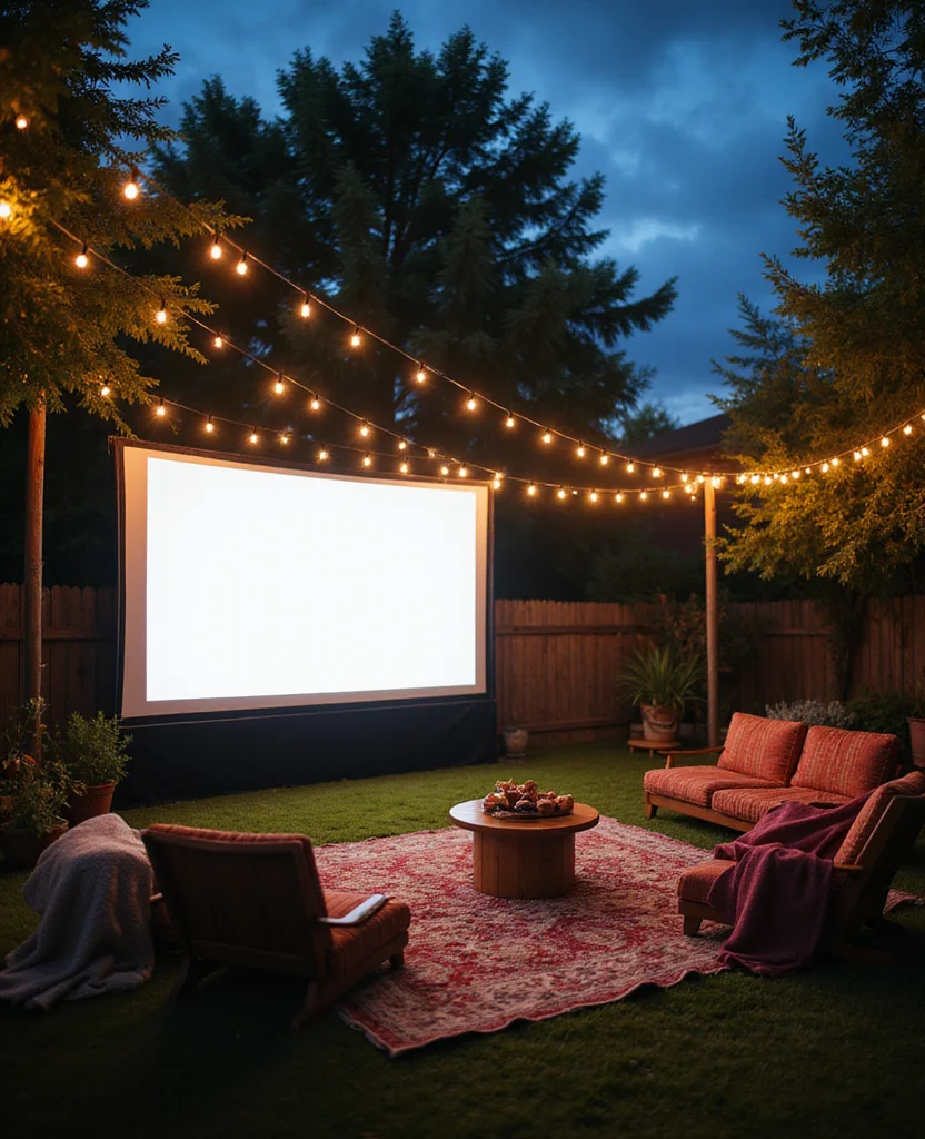 Transform Your Space: 19 California Backyard Ideas That'll Wow Your Guests (Wait Until You See #12!) - 7. Outdoor Movie Night Setup