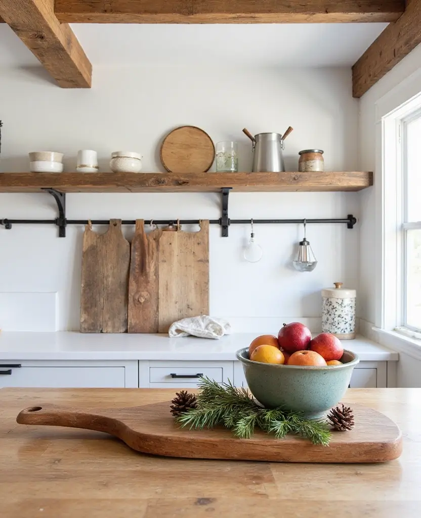 Transform Your Space: 19 Cozy Farmhouse Kitchen Designs with Festive Touches! - 1. Rustic Wooden Accents