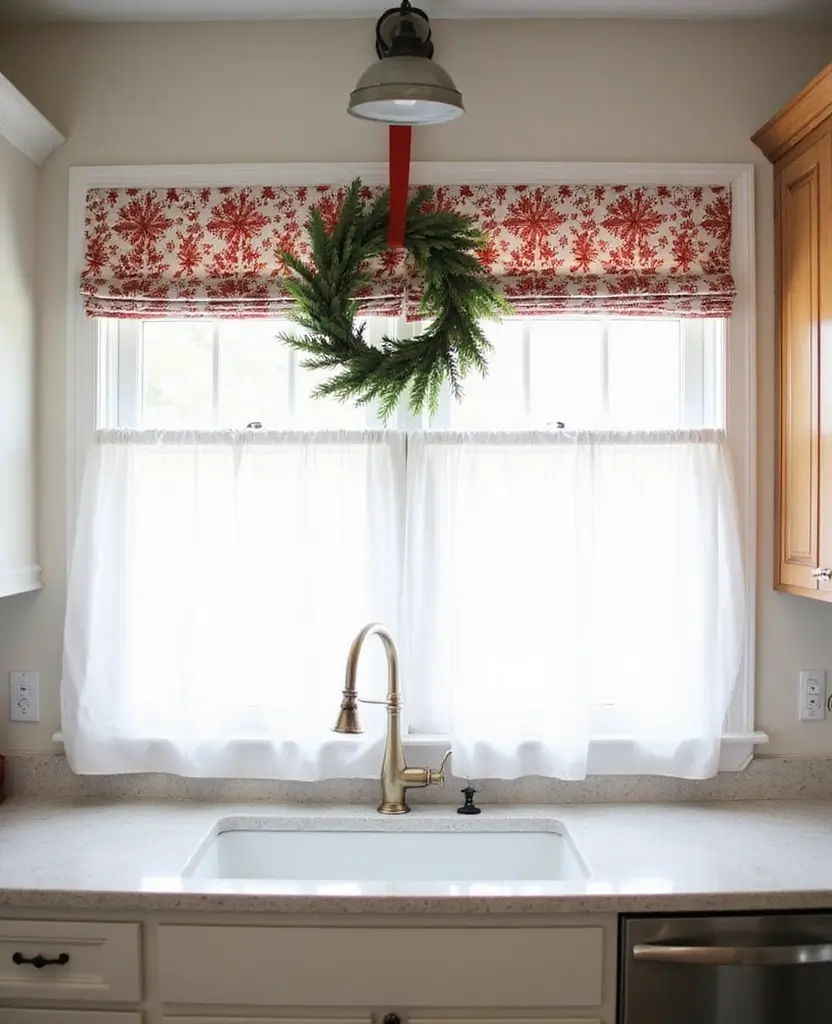 Transform Your Space: 19 Cozy Farmhouse Kitchen Designs with Festive Touches! - 10. Seasonal Window Treatments