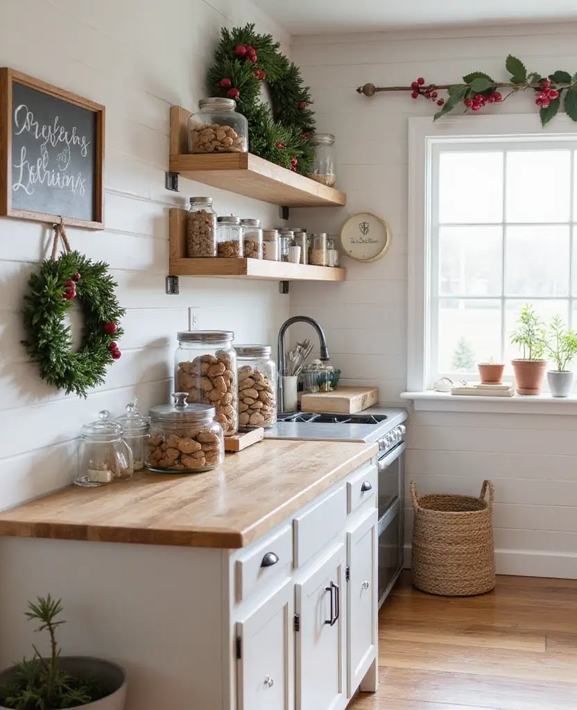 Transform Your Space: 19 Cozy Farmhouse Kitchen Designs with Festive Touches! - 13. Holiday Baking Station
