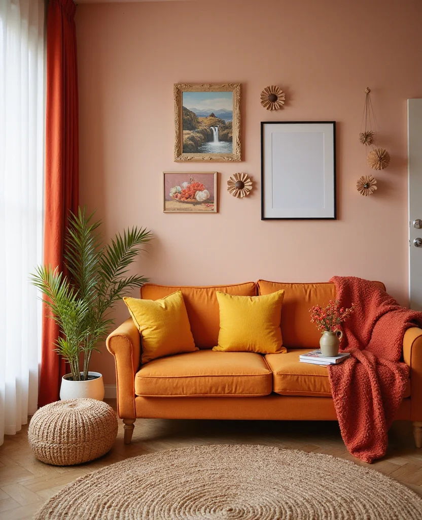 Transform Your Space: 19 Cozy Living Room Ideas for Small Apartments You’ll LOVE! - 10. Warm Color Accents