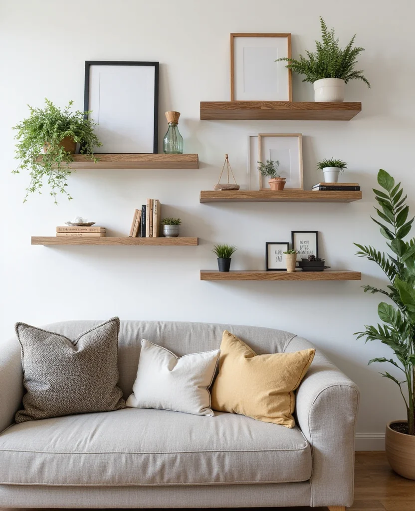 Transform Your Space: 19 Cozy Living Room Ideas for Small Apartments You’ll LOVE! - 13. Floating Shelves