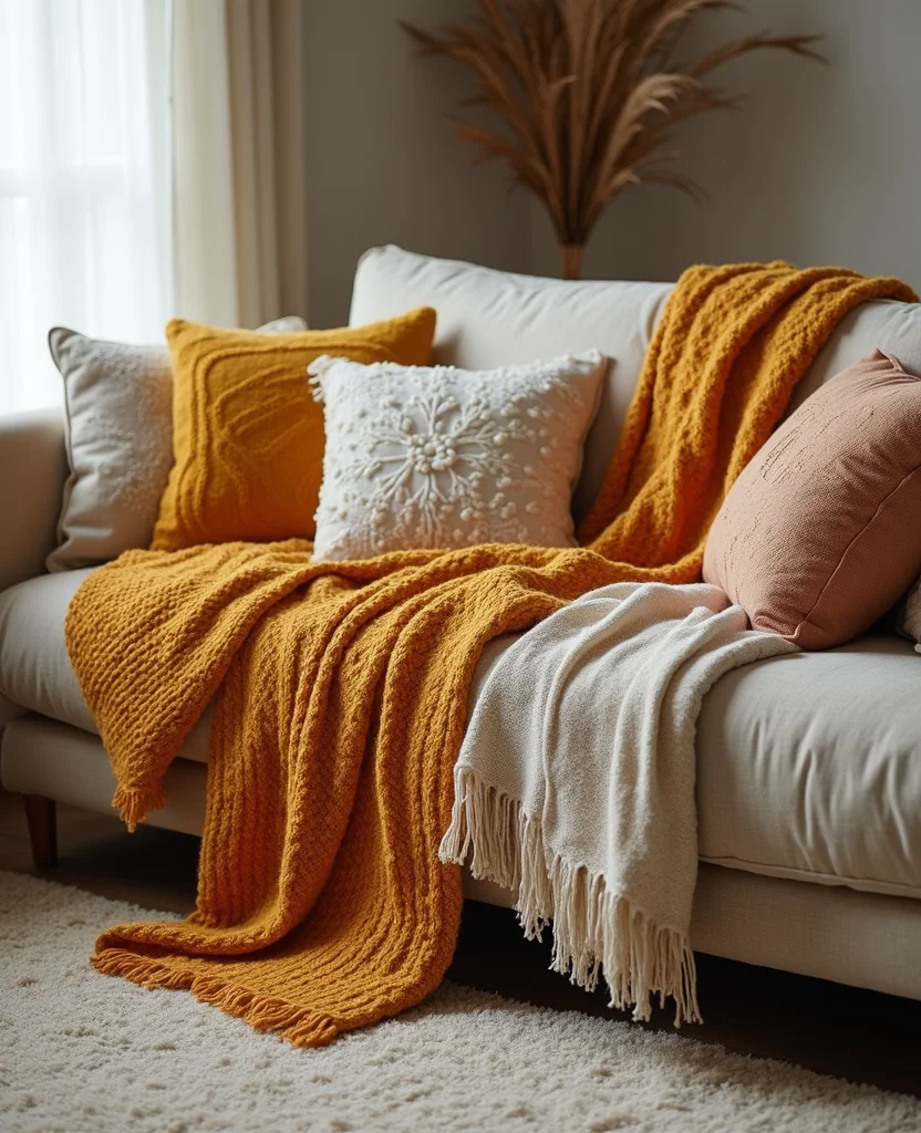 Transform Your Space: 19 Cozy Living Room Ideas for Small Apartments You’ll LOVE! - 14. Warm Throws and Blankets