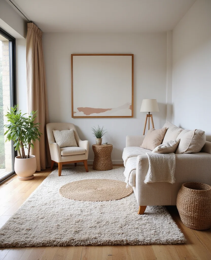 Transform Your Space: 19 Cozy Living Room Ideas for Small Apartments You’ll LOVE! - 16. Soft Flooring Options