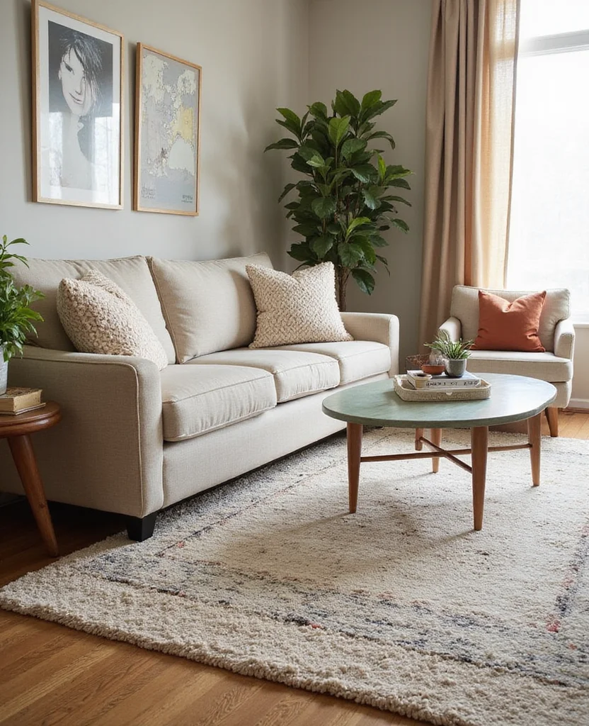 Transform Your Space: 19 Cozy Living Room Ideas for Small Apartments You’ll LOVE! - 9. Layered Rugs