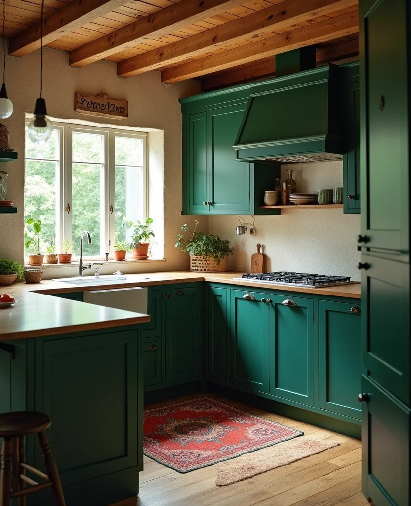 Transform Your Space: 19 Cozy Rustic Kitchen Designs You Can't Resist! - 11. Colorful Cabinets