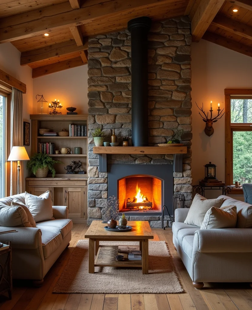 Transform Your Space: 19 Cozy Rustic Kitchen Designs You Can't Resist! - 15. Cozy Fireplace
