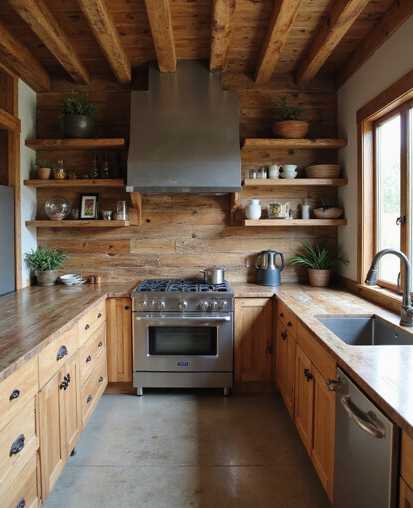 Transform Your Space: 19 Cozy Rustic Kitchen Designs You Can't Resist! - 16. Reclaimed Wood Features