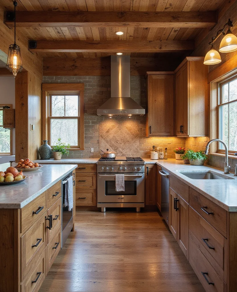 Transform Your Space: 19 Cozy Rustic Kitchen Designs You Can't Resist! - 2. Rustic Modern Combination