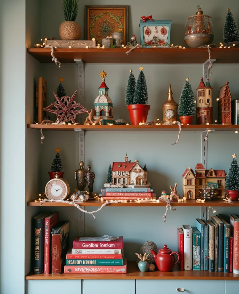 Transform Your Space: 19 Creative Christmas Shelf Decor Ideas You Won't Want to Miss! - 15. Touch of Travel