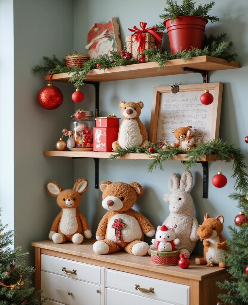 Transform Your Space: 19 Creative Christmas Shelf Decor Ideas You Won't Want to Miss! - 16. Kid-Friendly Shelf Decor