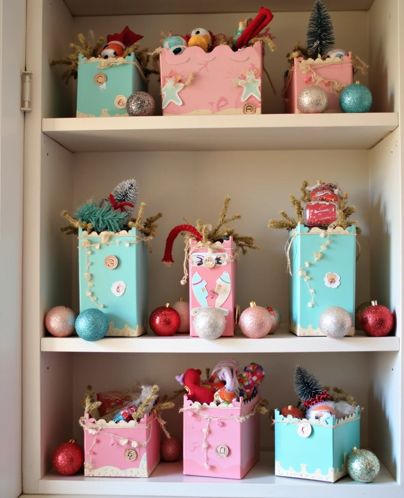 Transform Your Space: 19 Creative Christmas Shelf Decor Ideas You Won't Want to Miss! - 19. DIY Advent Calendar Display