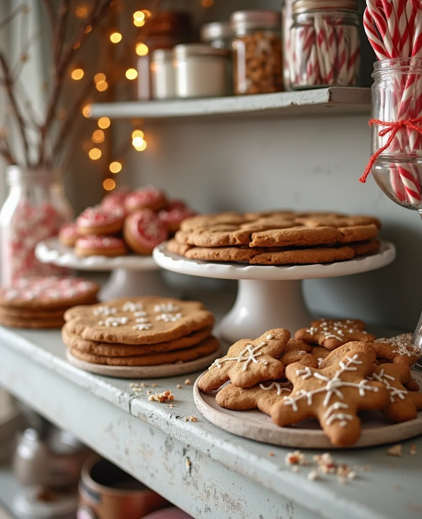 Transform Your Space: 19 Creative Christmas Shelf Decor Ideas You Won't Want to Miss! - 3. Deliciously Festive Food Displays