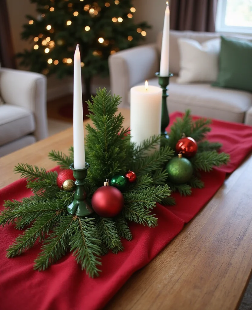 Transform Your Space: 19 Holiday Coffee Table Decor Ideas You Need to Try! - 1. Classic Red and Green