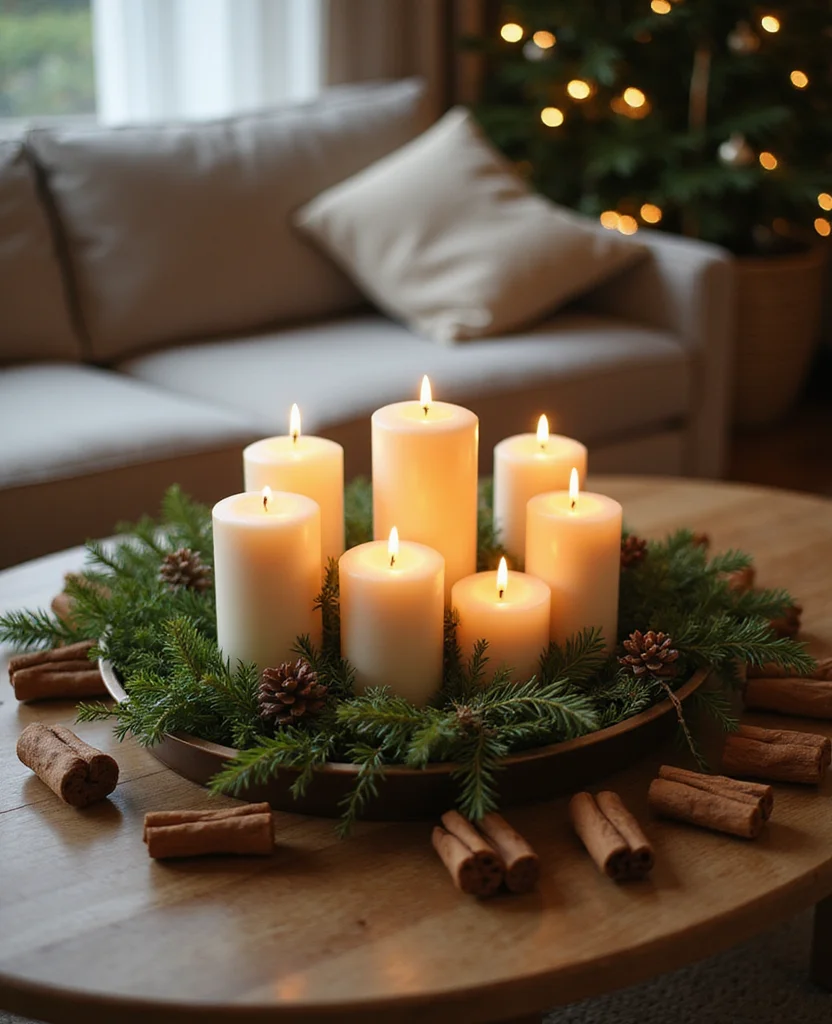 Transform Your Space: 19 Holiday Coffee Table Decor Ideas You Need to Try! - 11. Candle Wonderland