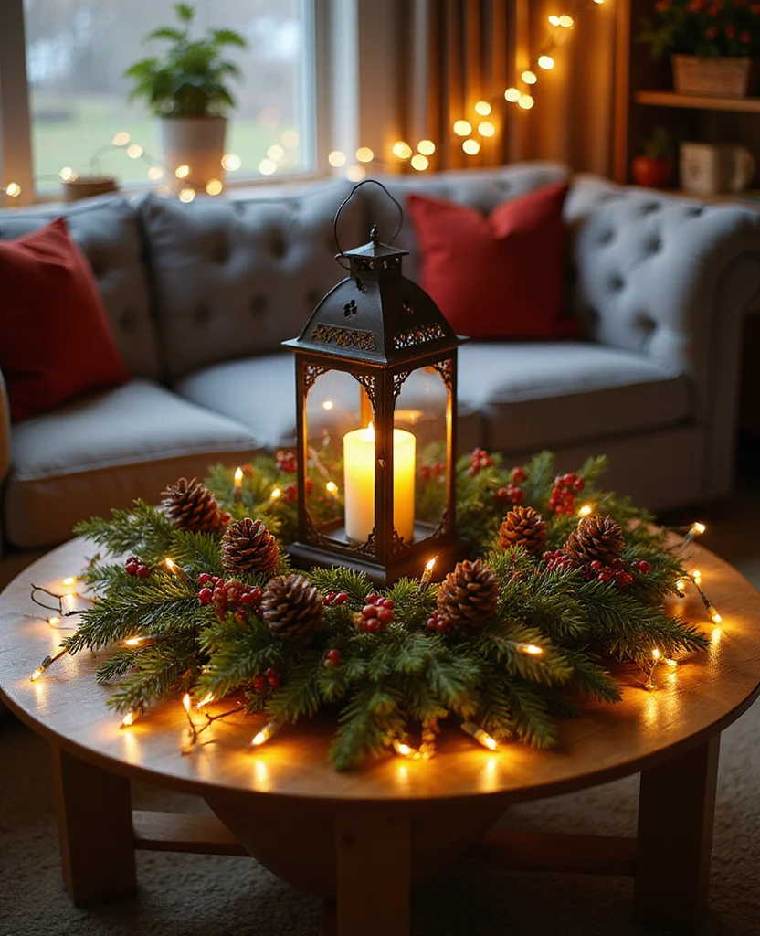 Transform Your Space: 19 Holiday Coffee Table Decor Ideas You Need to Try! - 12. Festive Wreath Centerpiece