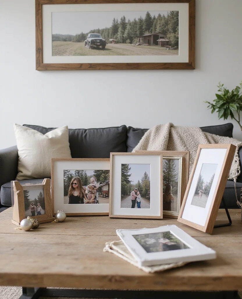 Transform Your Space: 19 Holiday Coffee Table Decor Ideas You Need to Try! - 13. Holiday Photo Display