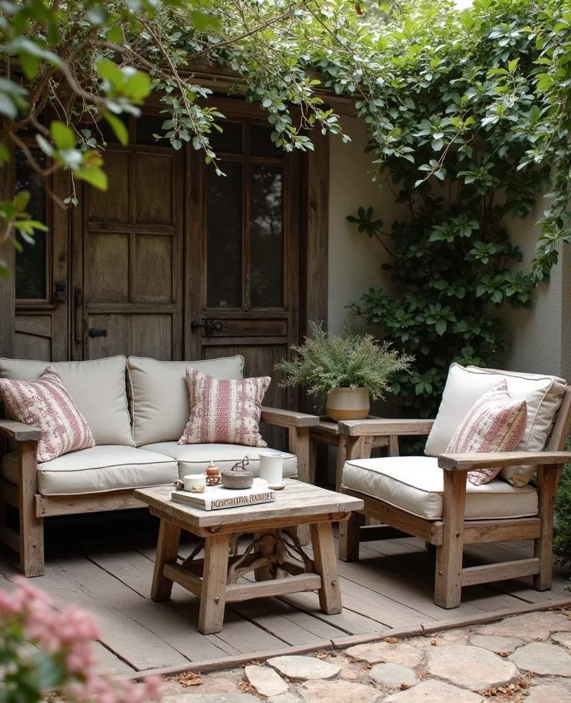 Transform Your Space: 19 Rustic Garden Ideas You’ll Want to Steal ASAP! - 1. Weathered Wooden Furniture