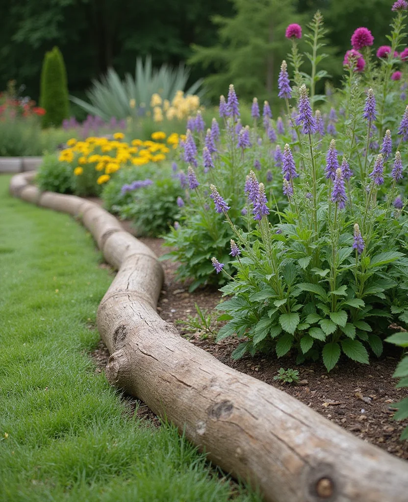 Transform Your Space: 19 Rustic Garden Ideas You’ll Want to Steal ASAP! - 5. Wood Log Edging