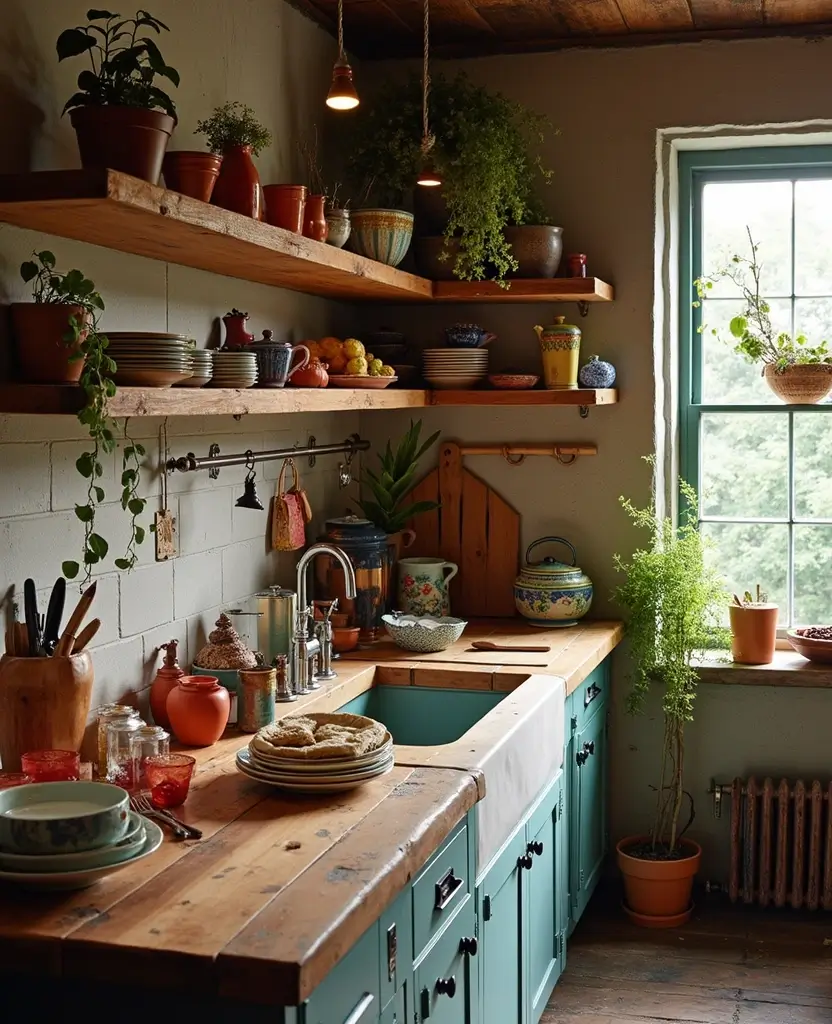 Transform Your Space: 19 Rustic Wood Countertops Kitchen Designs You’ll Adore! - 13. Colorful Accents