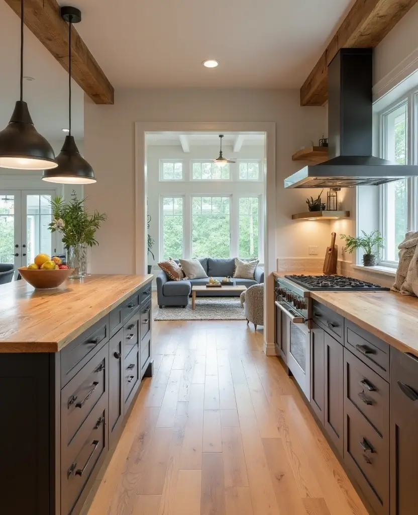 Transform Your Space: 19 Rustic Wood Countertops Kitchen Designs You’ll Adore! - 17. Open Concept Layouts