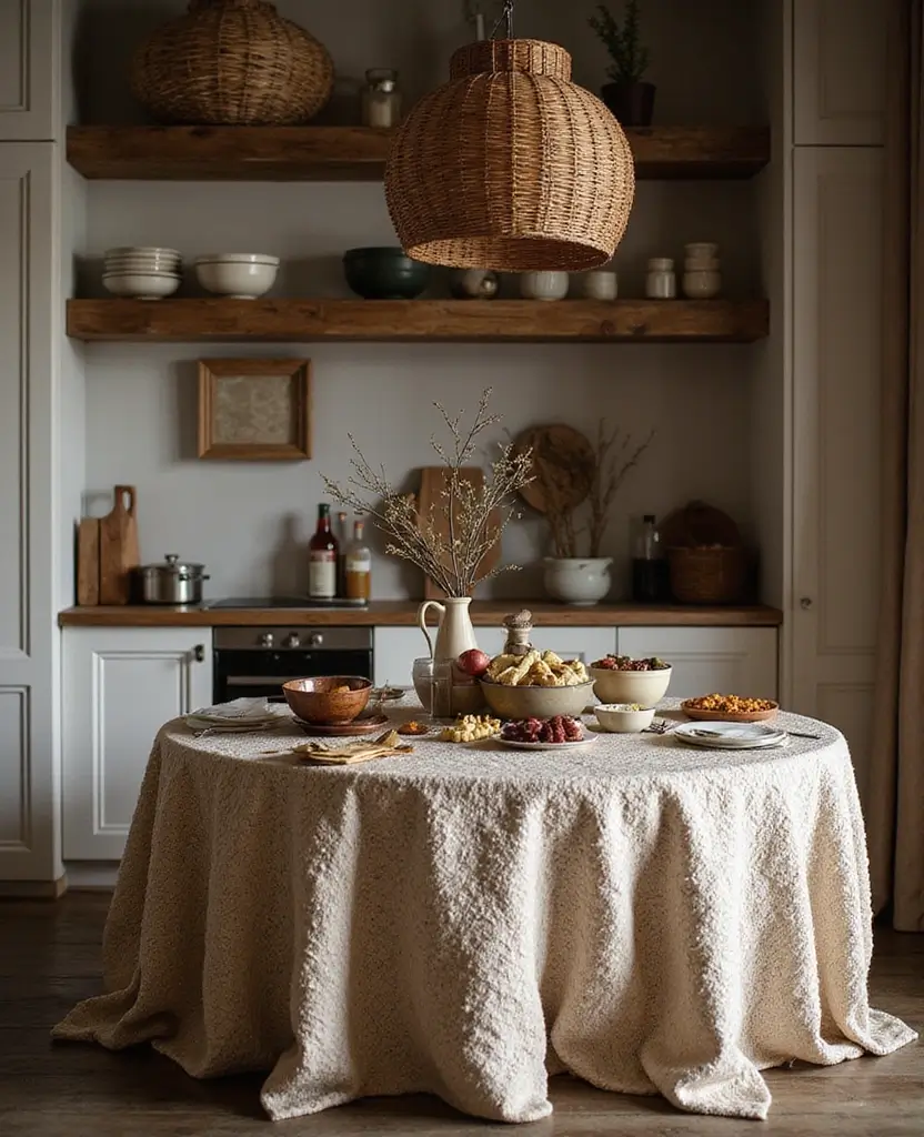 Transform Your Space: 19 Rustic Wood Countertops Kitchen Designs You’ll Adore! - 18. Cozy Textiles