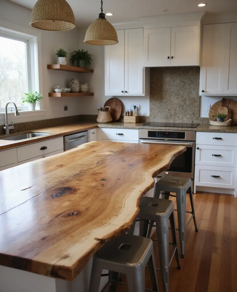 Transform Your Space: 19 Rustic Wood Countertops Kitchen Designs You’ll Adore! - 3. Live Edge Elegance