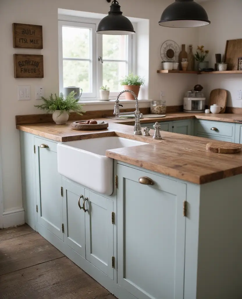 Transform Your Space: 19 Rustic Wood Countertops Kitchen Designs You’ll Adore! - 6. Farmhouse Sink Integration