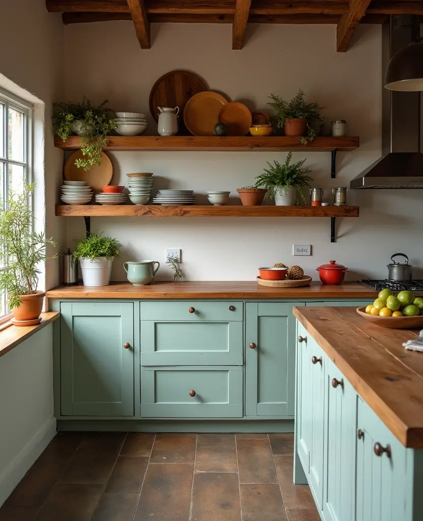 Transform Your Space: 19 Rustic Wood Countertops Kitchen Designs You’ll Adore! - 9. Rustic Open Shelving