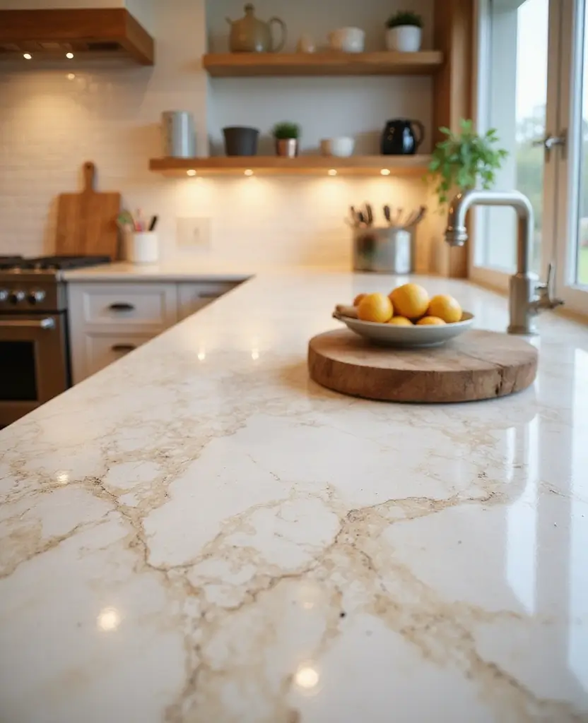 Transform Your Space: 19 White Granite Countertops That Exude Luxury! - 12. Bright White with Creamy Swirls