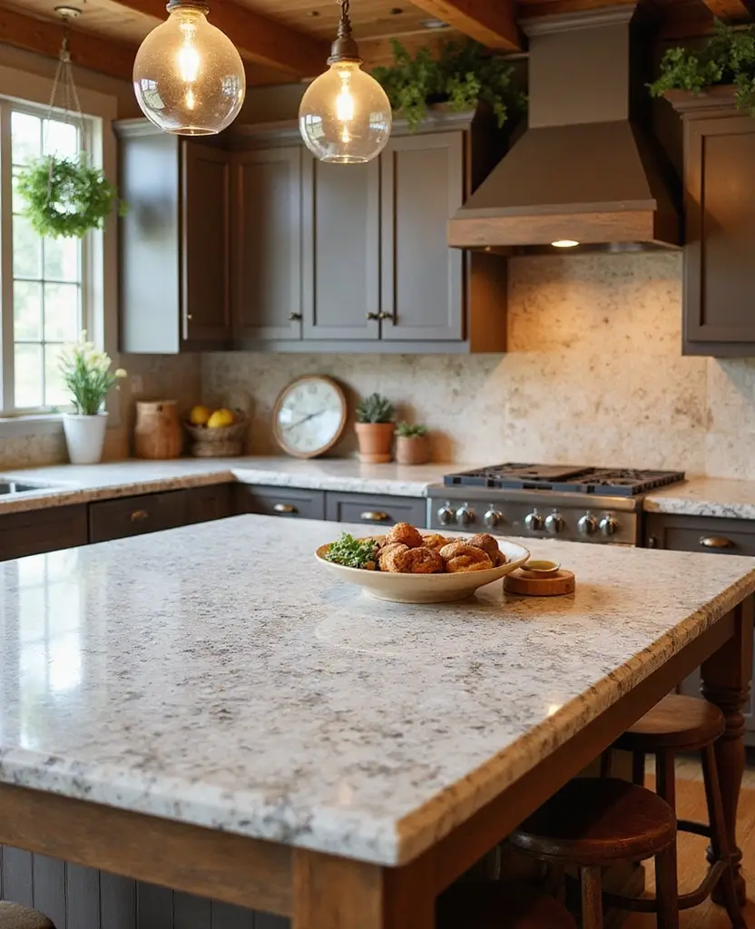 Transform Your Space: 19 White Granite Countertops That Exude Luxury! - 16. White Granite with Rich Brown Highlights