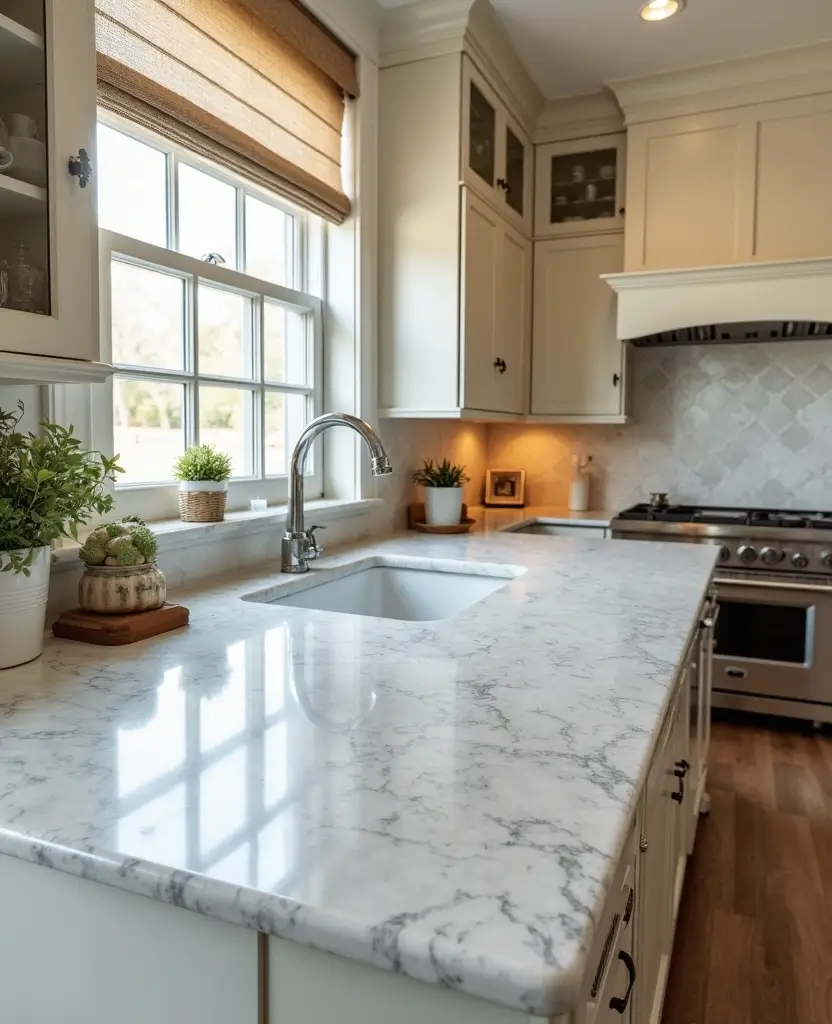 Transform Your Space: 19 White Granite Countertops That Exude Luxury! - 19. Vintage White with Subtle Grey Veins